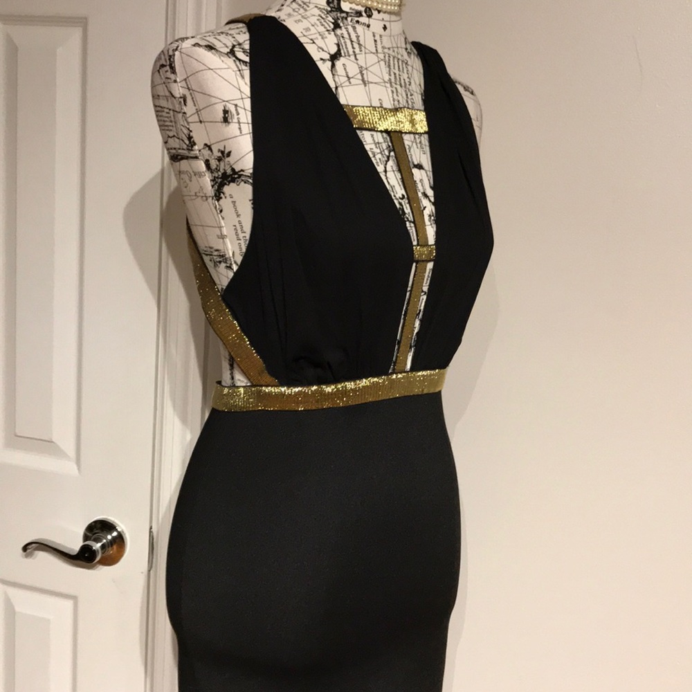 ✈️NWOT Vintage Y2K pencil Bondage cutout plunge whimsygoth crisscross midi - Picture 4 of 7